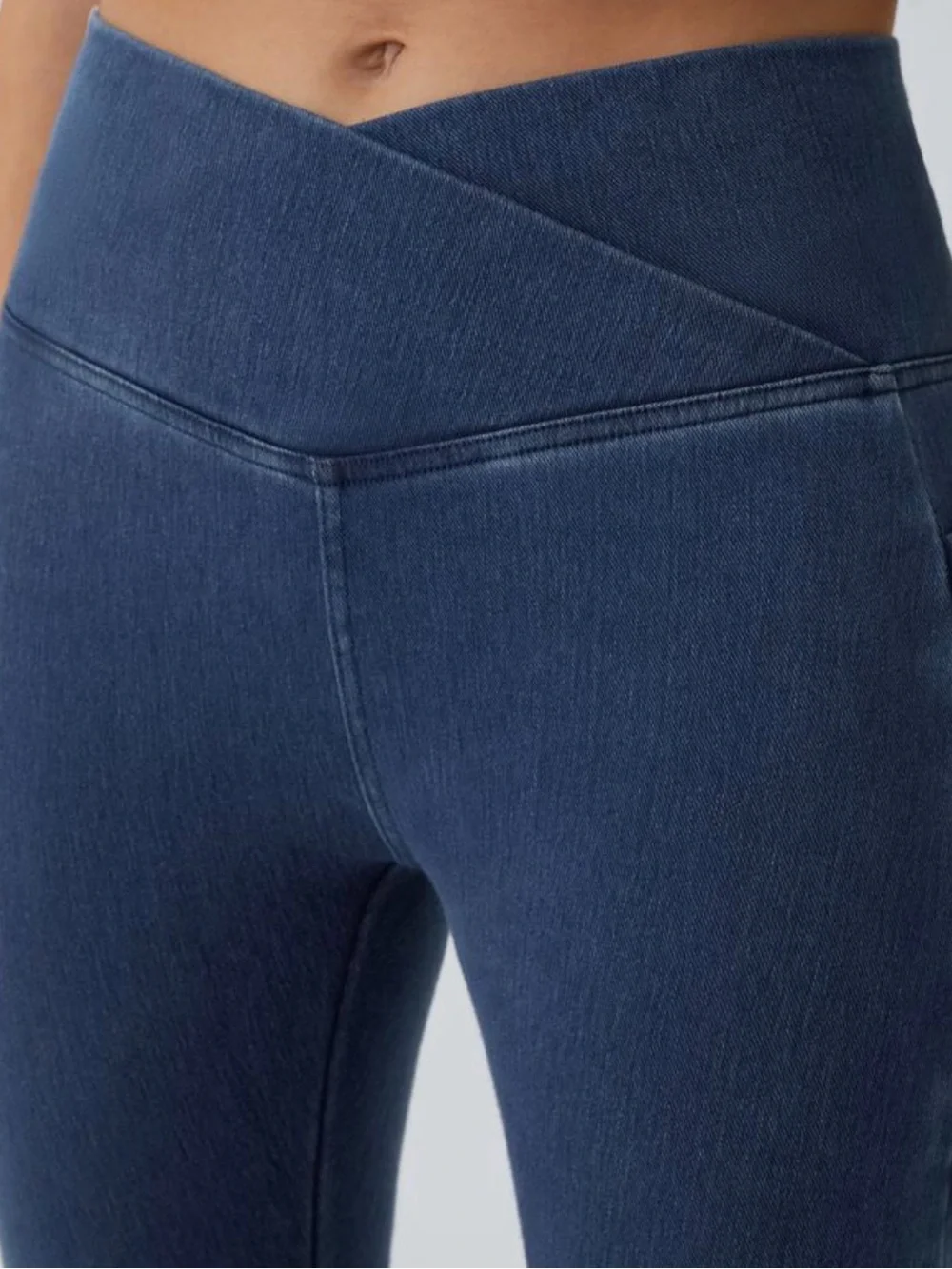 Halara Flex™ Crossover Pocket Washed Denim Work Leggings Jeans NWT XL #2750